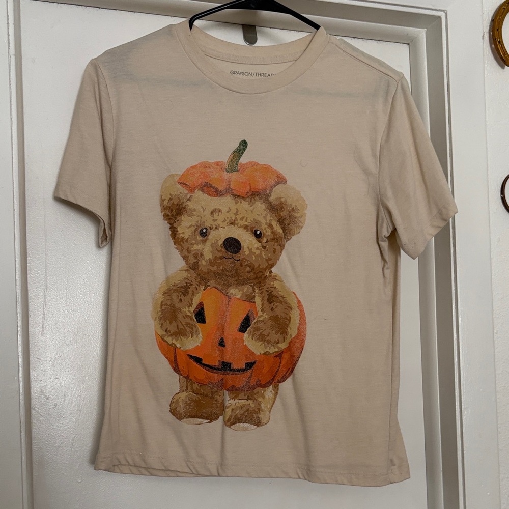 Beige Teddy Pumpkin Graphic Tee